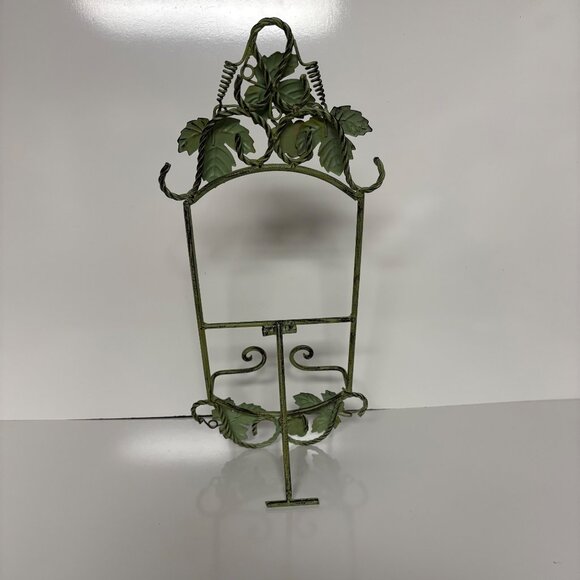 Vintage Green Metal Easel Stand Cookbook Picture Plate Holder Grapes Leaf 20 in - Picture 7 of 8